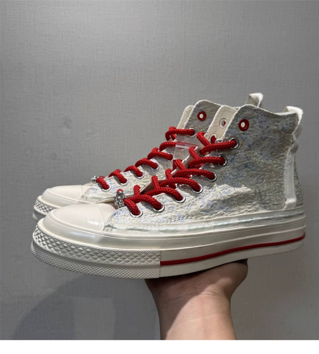 SLATE 01 — Bone Smoke Canvas Stitch High